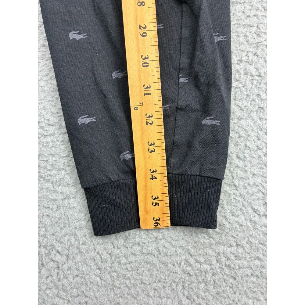 Lacoste All Over Logo Jogger Pants Mens M Black Sleepwear Lounge Pajama